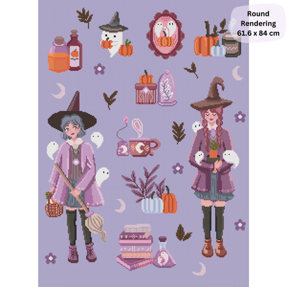 Pumpkin Spice & Spells: Hand-Rendered Diamond Painting