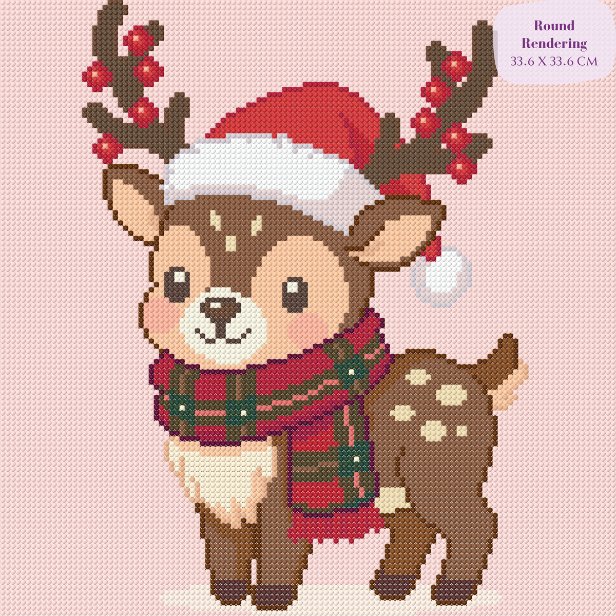 Winter Berry Fawn Hand-Rendered Diamond Painting
