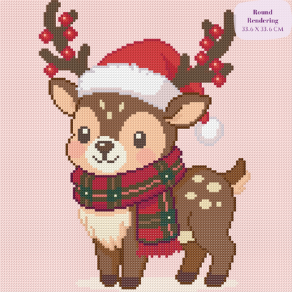 Winter Berry Fawn Hand-Rendered Diamond Painting