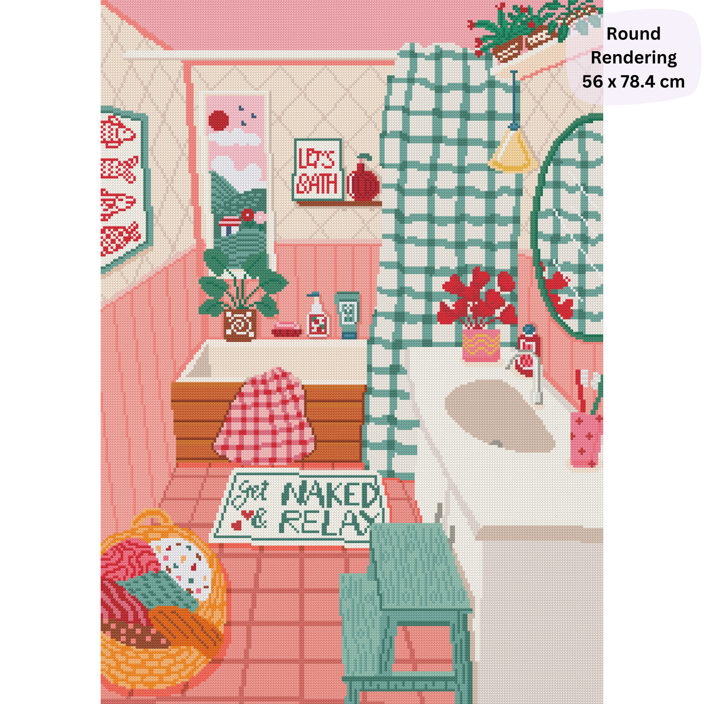 Cozy Bathroom: Hand-Rendered Diamond Painting
