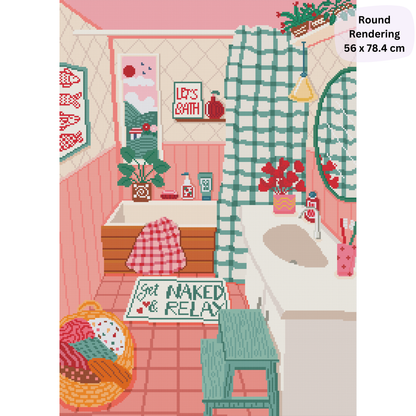 Cozy Bathroom: Hand-Rendered Diamond Painting