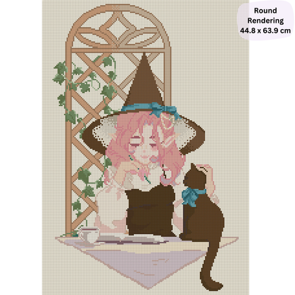 Tea Time in the Garden: Hand-Rendered Diamond Painting