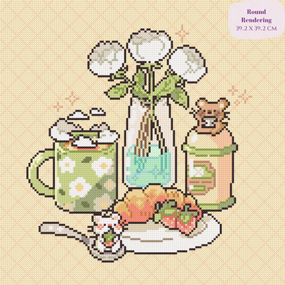 Cozy Morning Tea Hand-Rendered Diamond Painting