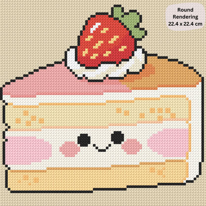 Strawberry Créme Cake Hand-Rendered Diamond Painting