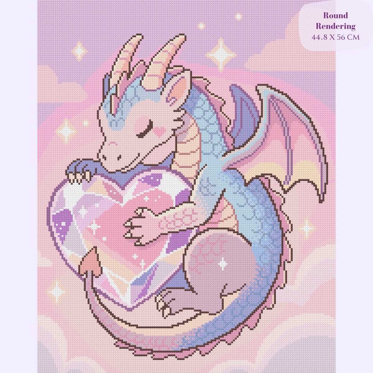 Crystal Heart Dragon Hand-Rendered Diamond Painting