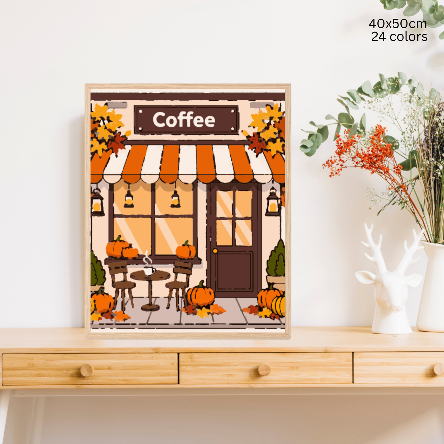 Pumpkin Brew Cafe: Paint-by-Number Collection (24/36/48 colors | No Frame)