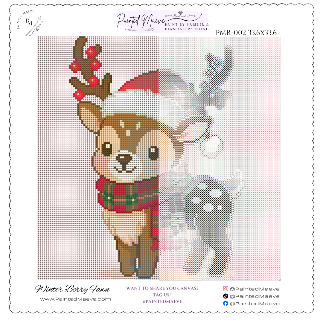 Winter Berry Fawn: Hand-Rendered Diamond Painting Christmas Collection
