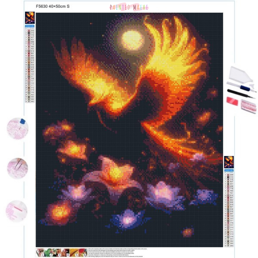 Golden Phoenix Glow: Diamond Painting Collection