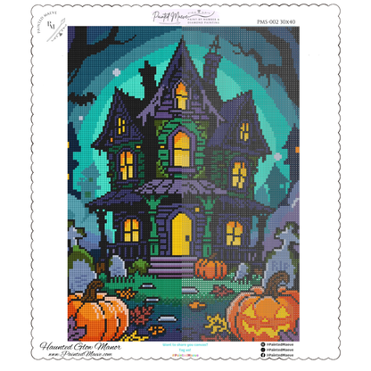 Haunted Glow Manor: Hand-Rendered Diamond Painting Halloween Collection