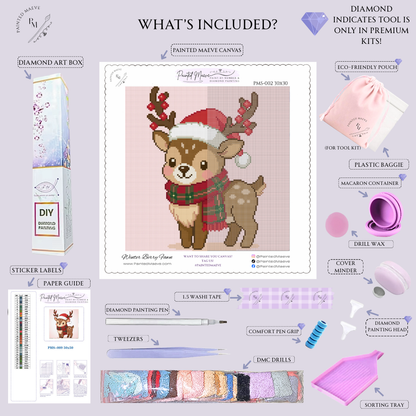 Winter Berry Fawn: Hand-Rendered Diamond Painting Christmas Collection