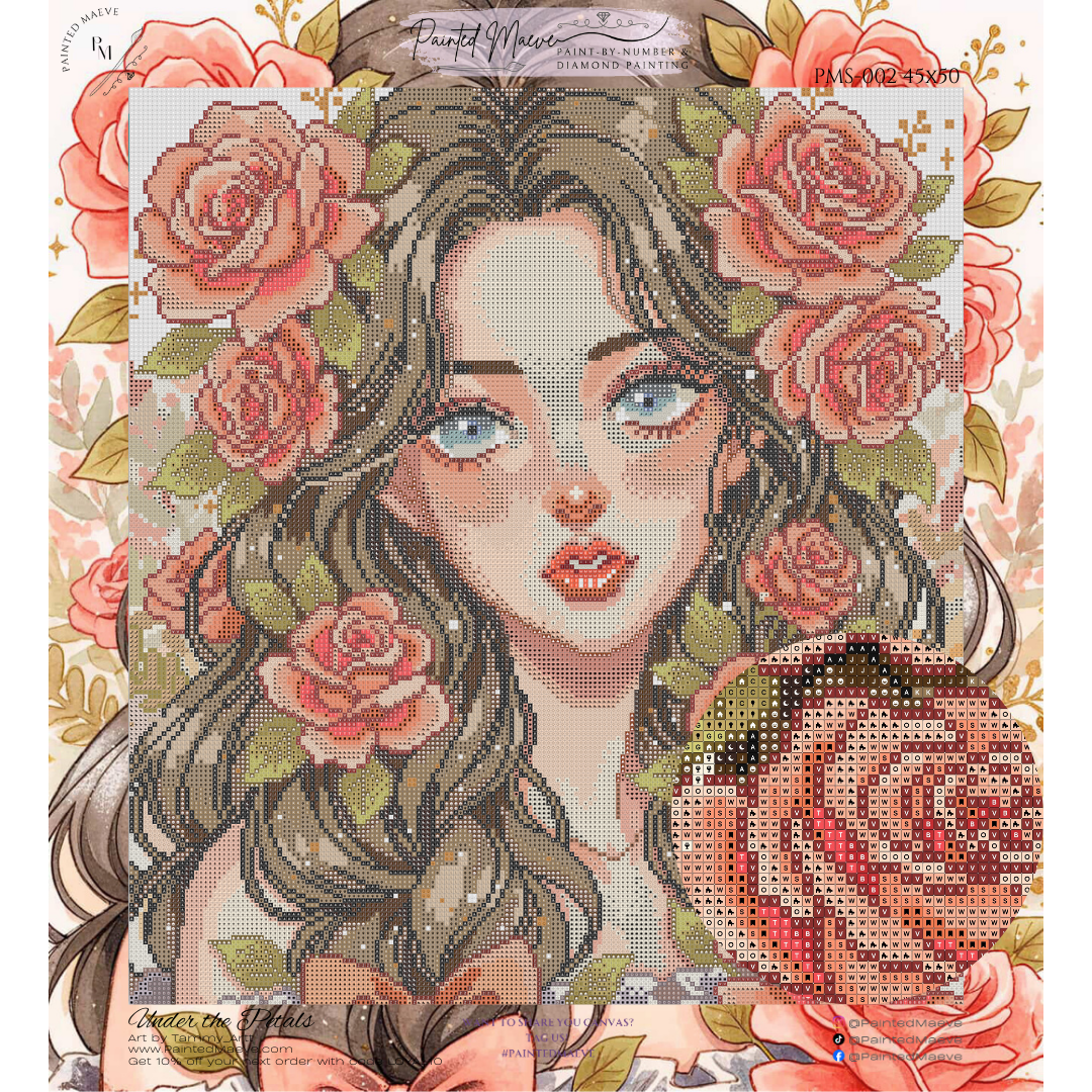 Under the Petals: Hand-Rendered Diamond Painting Collection