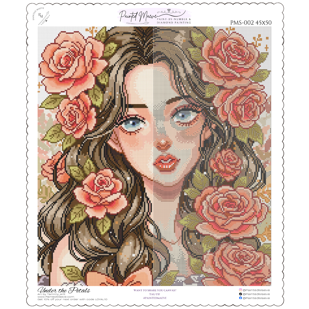 Under the Petals: Hand-Rendered Diamond Painting Collection