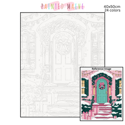 Pinky Present Porch: Paint-by-Number Christmas Collection (24/36/48 colors | No Frame)