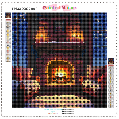 Snowy Fireplace: Diamond Painting Christmas Collection