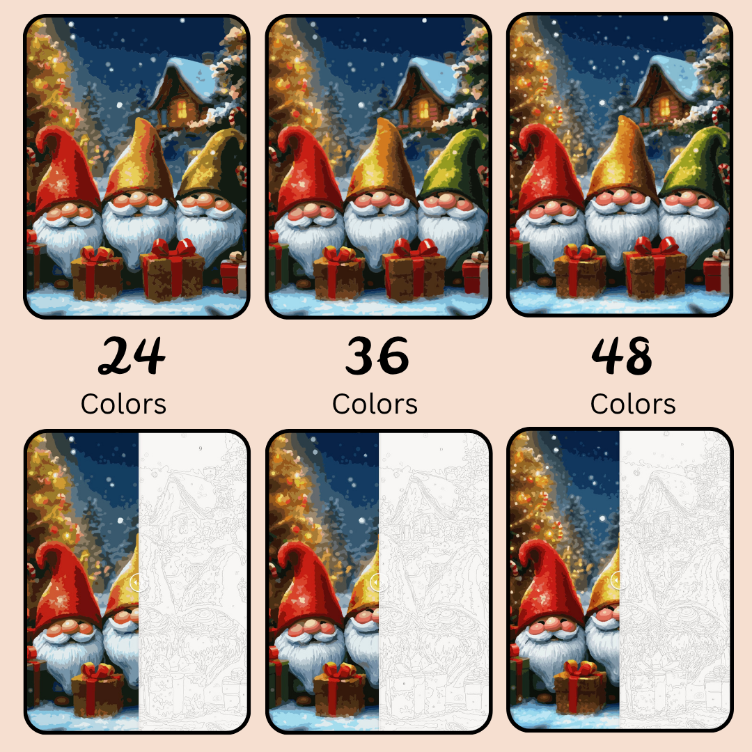 Gnome for the Holidays: Paint-by-Number Christmas Collection (24/36/48 colors | No Frame)