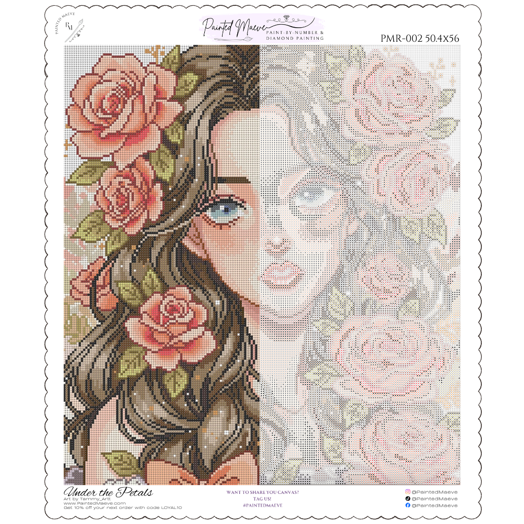 Under the Petals: Hand-Rendered Diamond Painting Collection