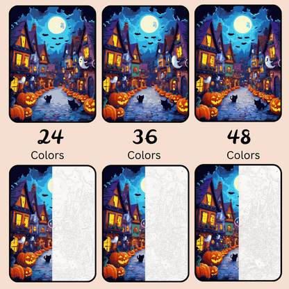 Town of Halloween: Paint-by-Number Halloween Collection (24/36/48 colors | No Frame)