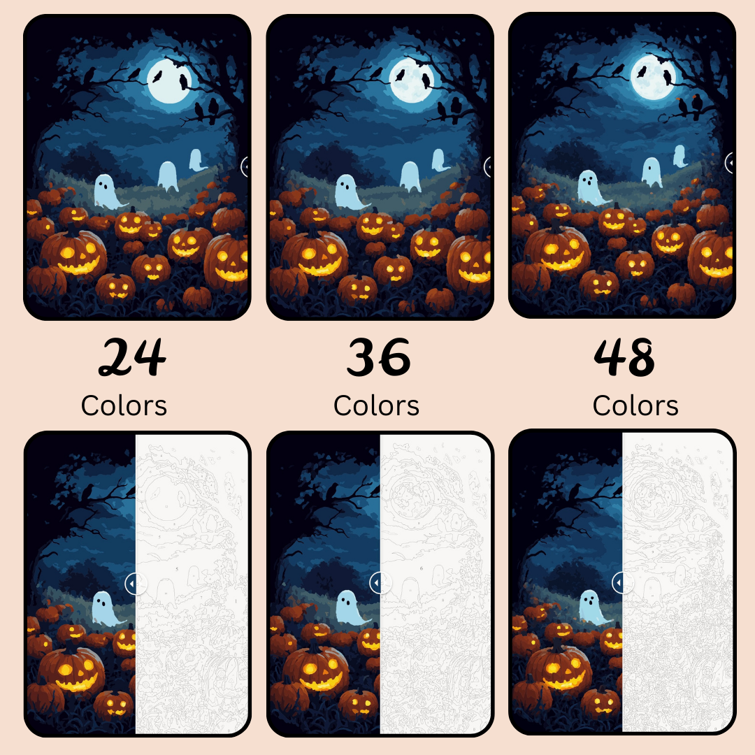 Ghouls of the Pumpkin Patch: Paint-by-Number Collection (24/36/48 colors | No Frame)