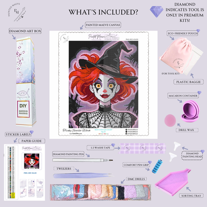 Tricky Scarlet Witch: Hand-Rendered Diamond Painting Halloween Collection