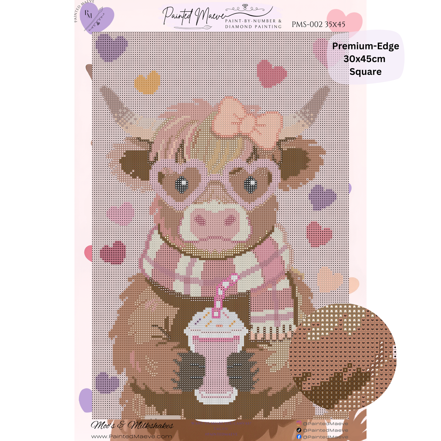 Moo's & Milkshakes: Hand-Rendered Diamond Painting Valentine Collection