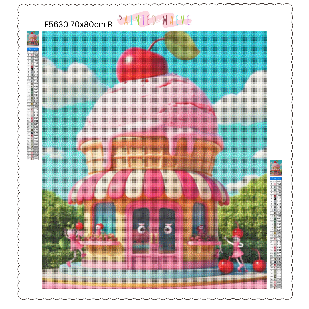 Strawberry Ice Cream Shop: Diamond Painting Collection