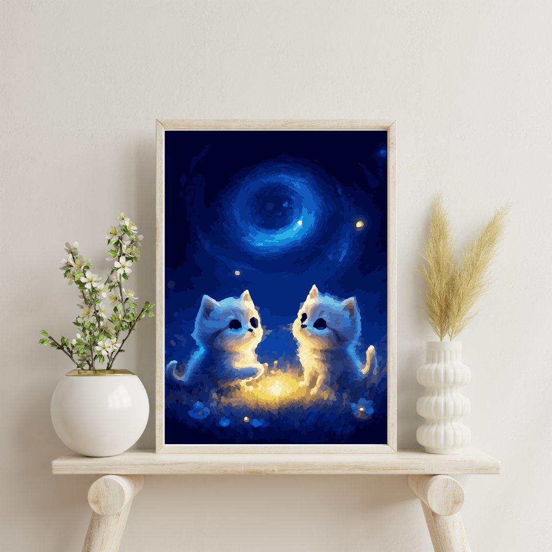 Starlit Kittens: Paint-by-Number Collection (24/36/48 colors | No Frame)