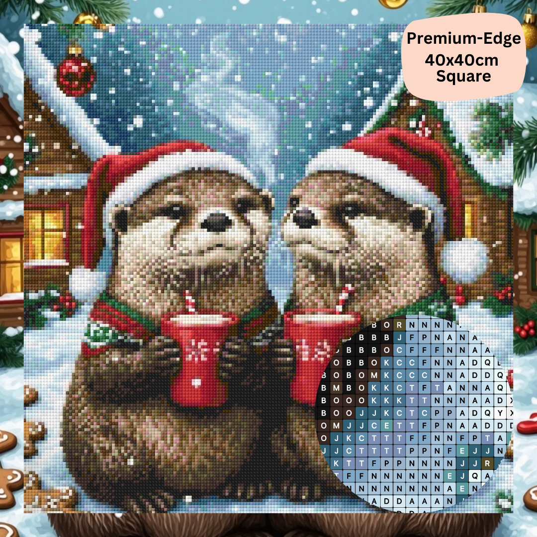Otters and Cocoa: Diamond Painting Christmas Collection