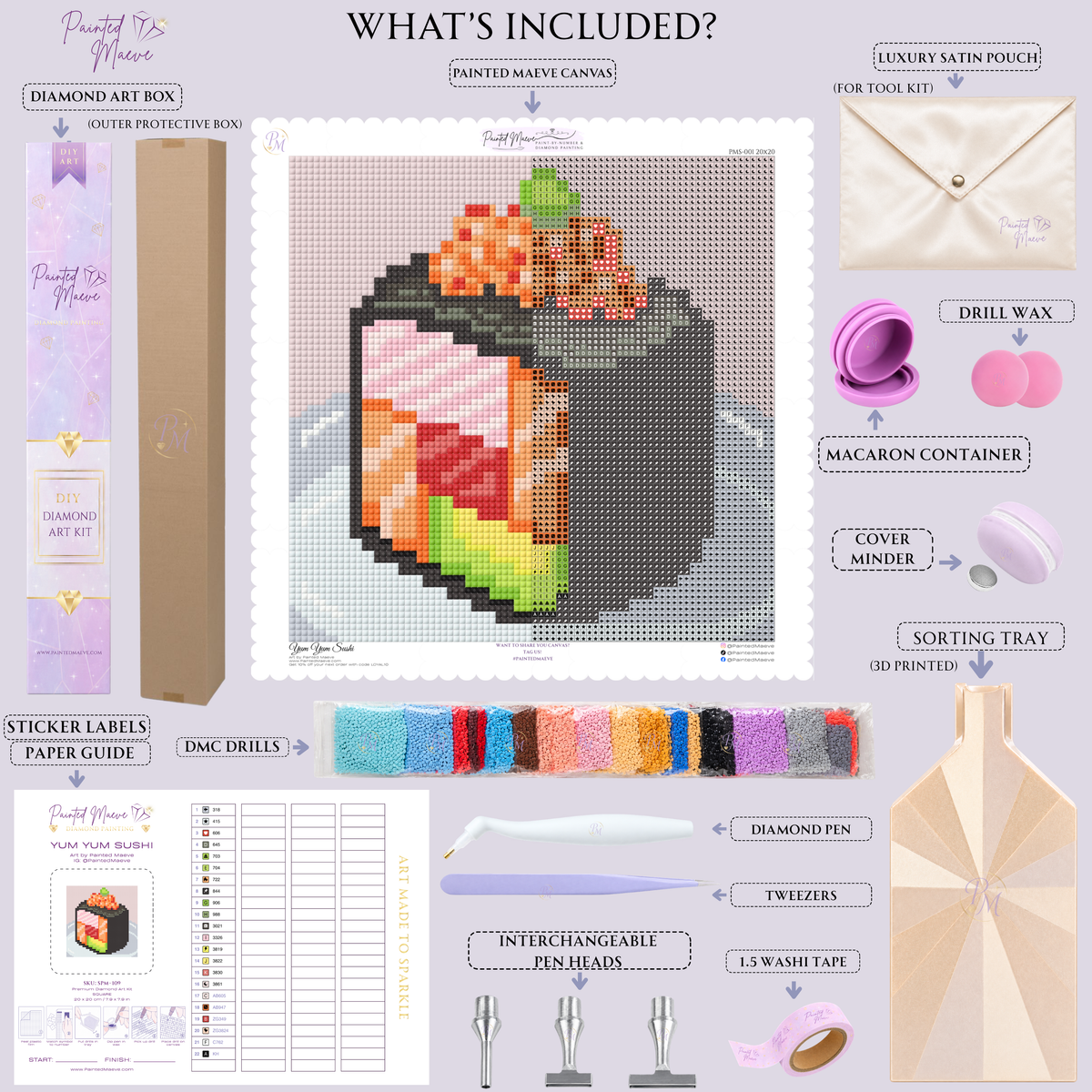 Yum Yum Sushi Hand-Rendered Diamond Painting