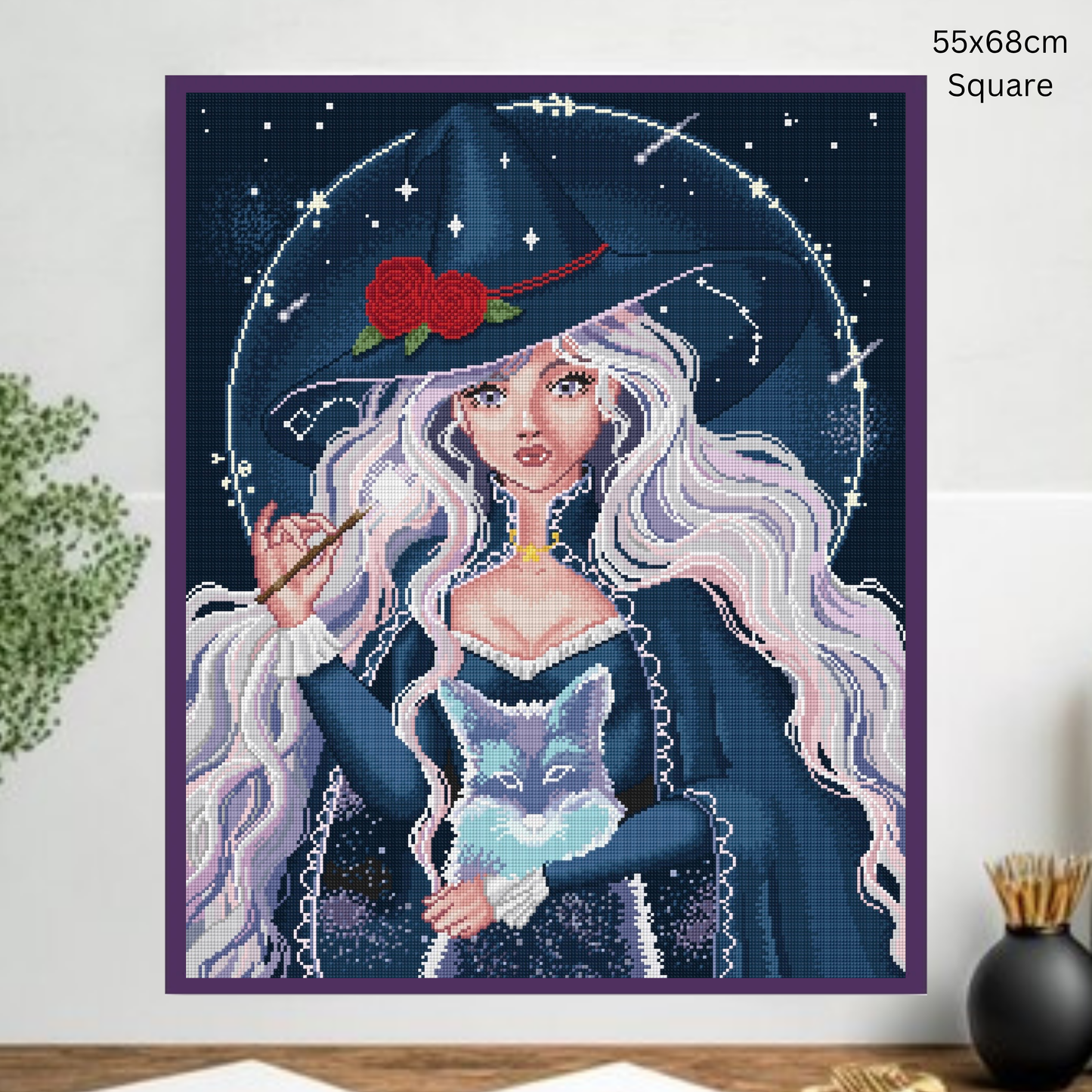 Celestial Enchantress: Hand-Rendered Diamond Painting