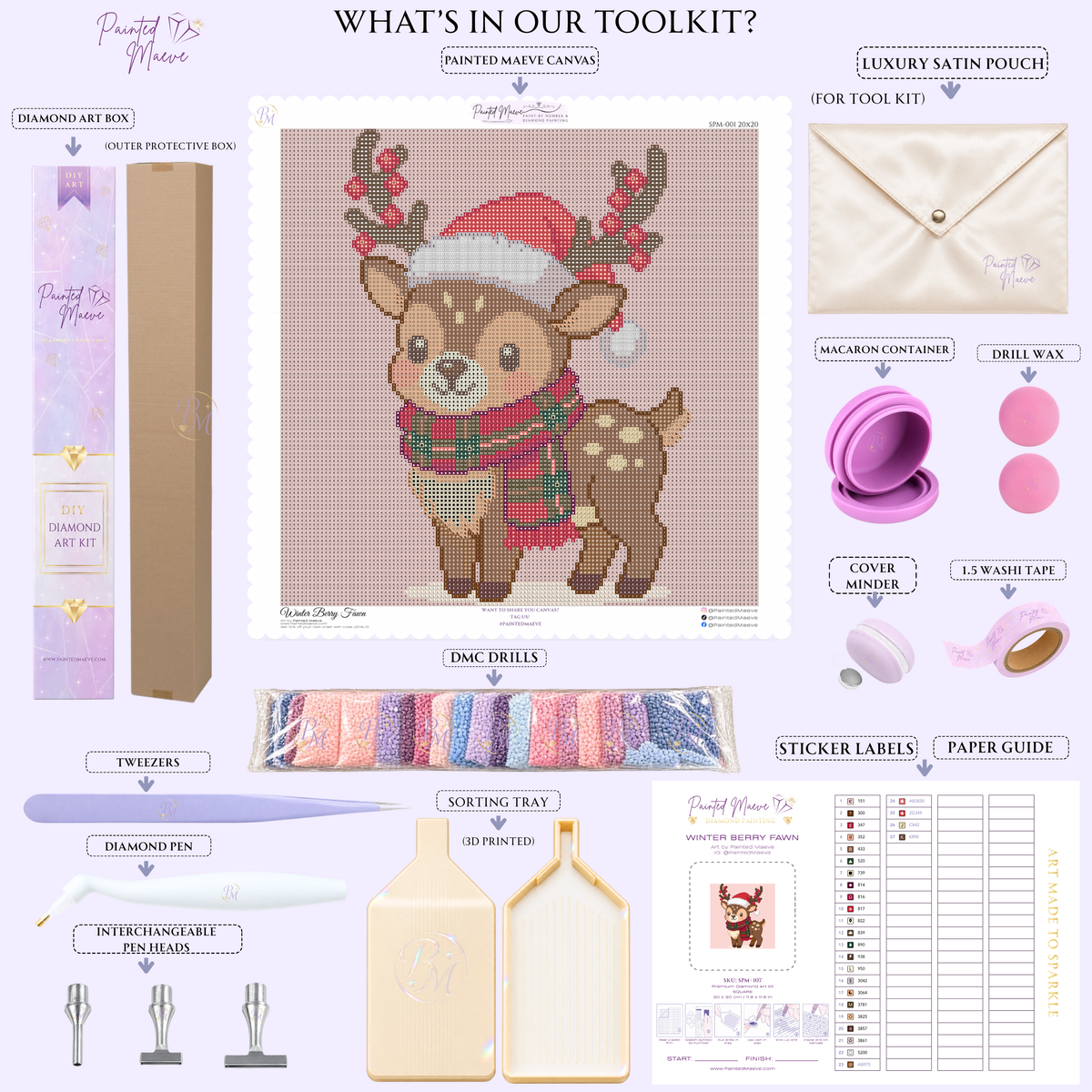 Winter Berry Fawn Hand-Rendered Diamond Painting