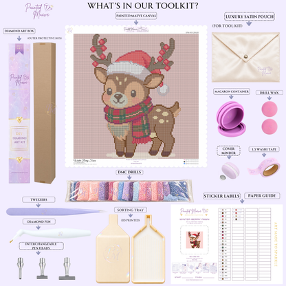 Winter Berry Fawn Hand-Rendered Diamond Painting