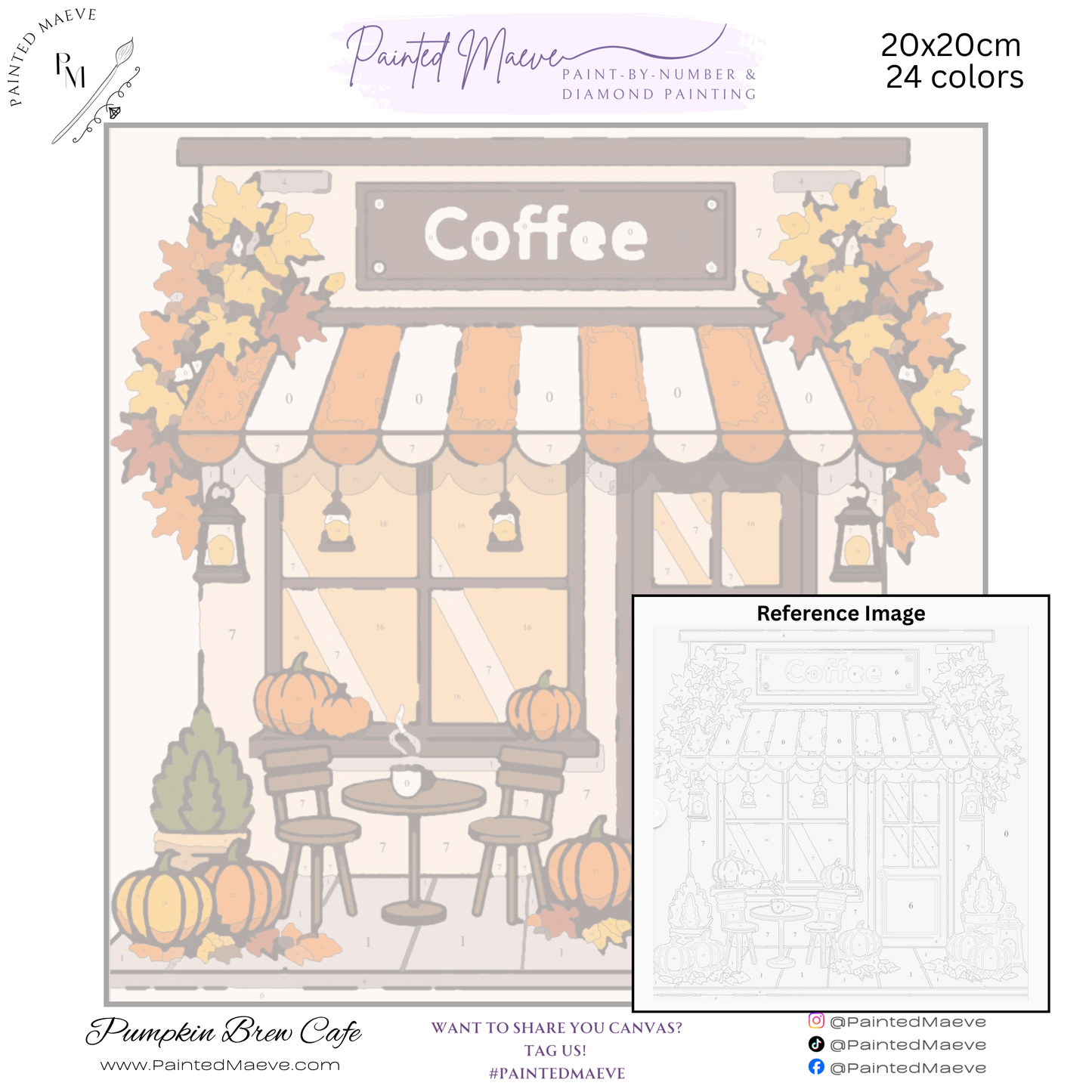 Pumpkin Brew Cafe: Paint-by-Number Collection (24/36/48 colors | No Frame)