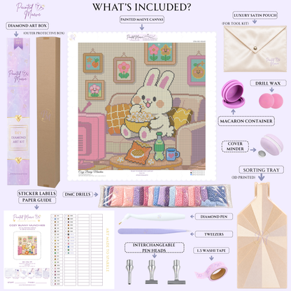 Cozy Bunny Munchies Hand-Rendered Diamond Painting
