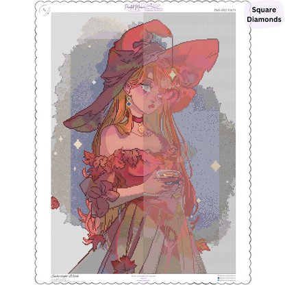 Emberlight Witch: Hand-Rendered Diamond Painting