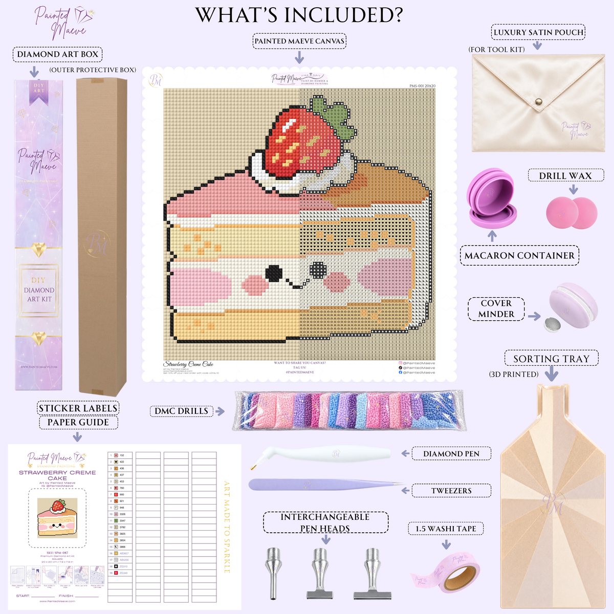 Strawberry Créme Cake Hand-Rendered Diamond Painting