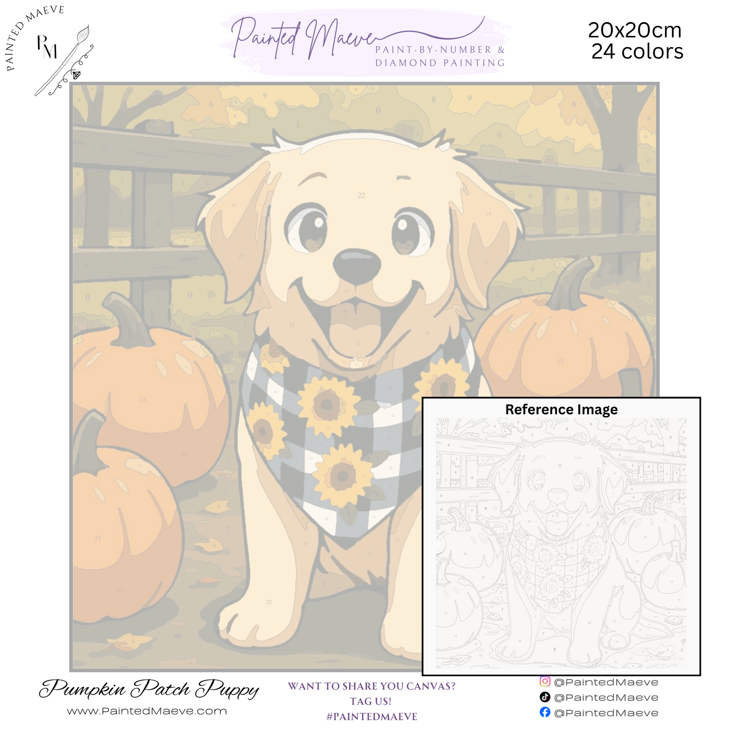 Pumpkin Patch Puppy: Paint-by-Number Collection (24/36/48 colors | No Frame)