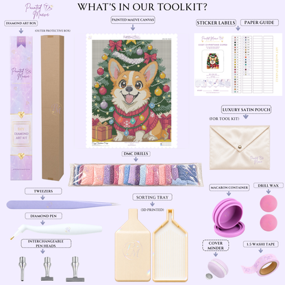Cozy Christmas Corgi Hand-Rendered Diamond Painting