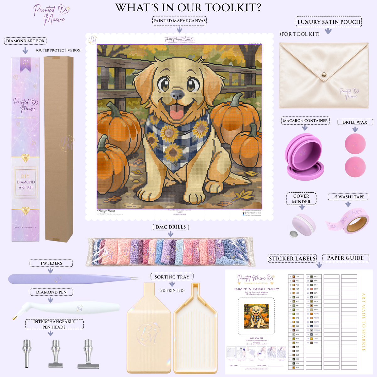 Pumpkin Patch Puppy Hand-Rendered Diamond Painting