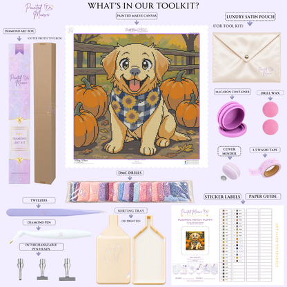 Pumpkin Patch Puppy Hand-Rendered Diamond Painting