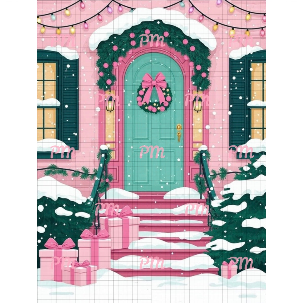 Pinky Present Porch: Paint-by-Number Christmas Collection (24/36/48 colors | No Frame)