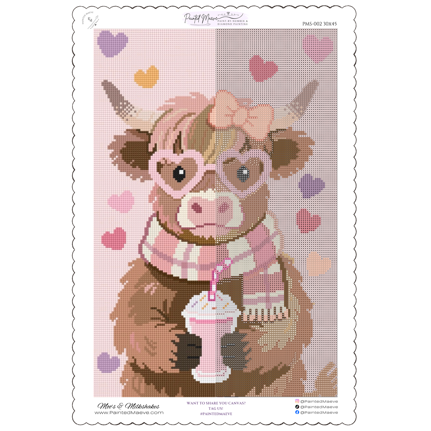 Moo's & Milkshakes: Hand-Rendered Diamond Painting Valentine Collection