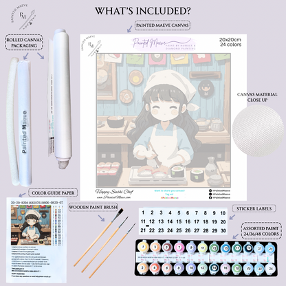 Happy Sushi Chef: Paint-by-Number Collection (24/36/48 colors | No Frame)