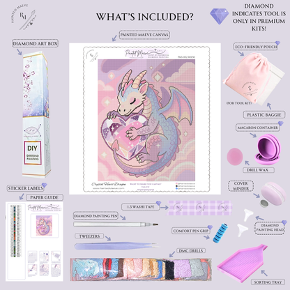 Crystal Heart Dragon: Hand-Rendered Diamond Painting Valentine Collection