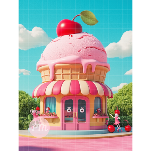 Strawberry Ice Cream Shop: Paint-by-Number Collection (24/36/48 colors | No Frame)