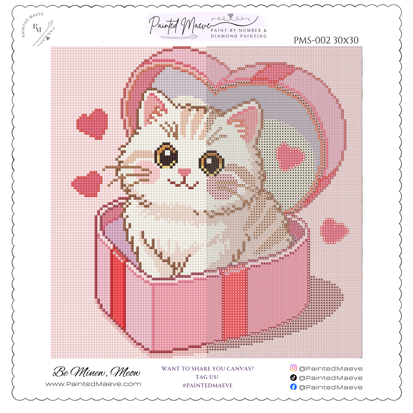 Be Mine, Meow: Hand-Rendered Diamond Painting Valentine Collection
