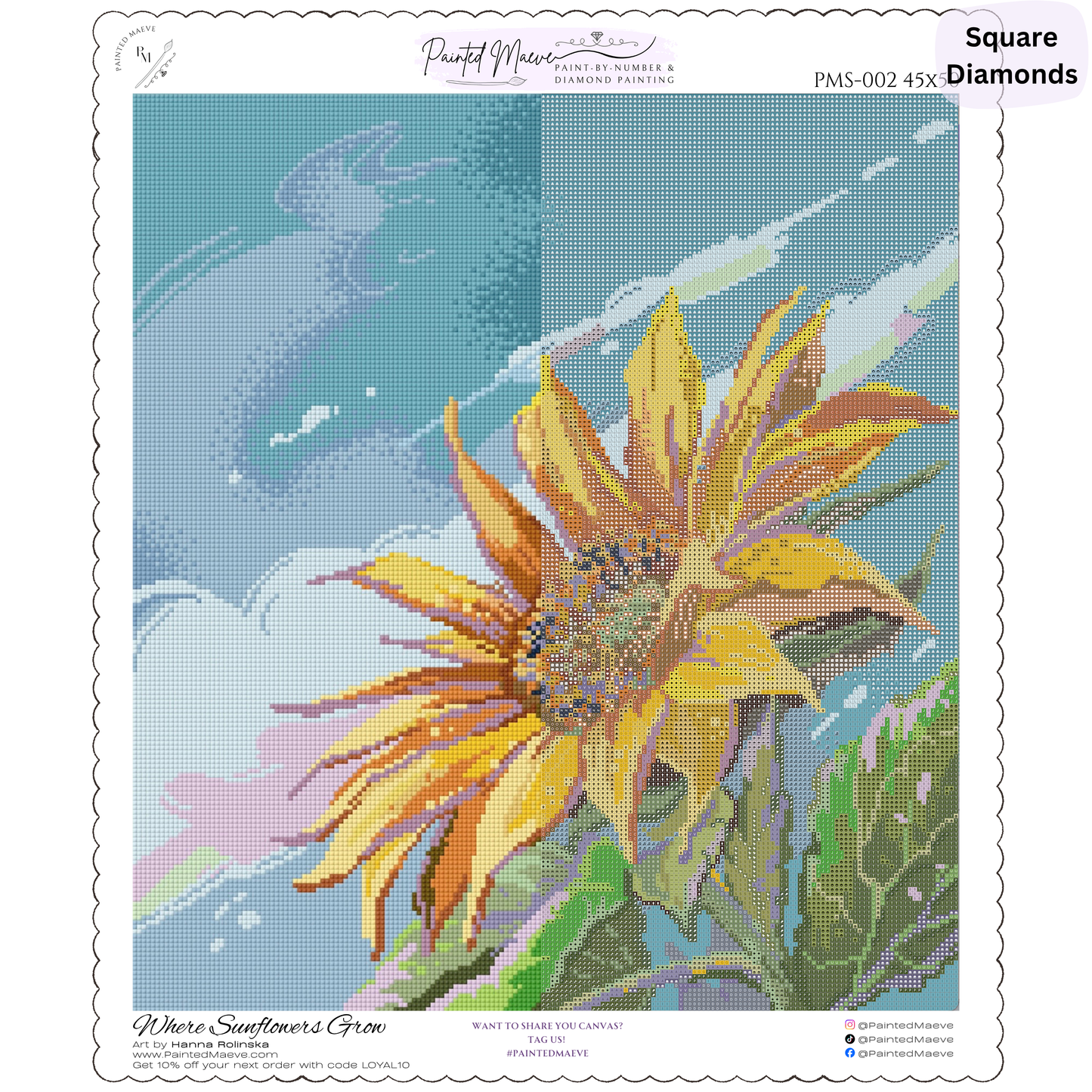 Where Sunflowers Grow: Hand-Rendered Diamond Painting