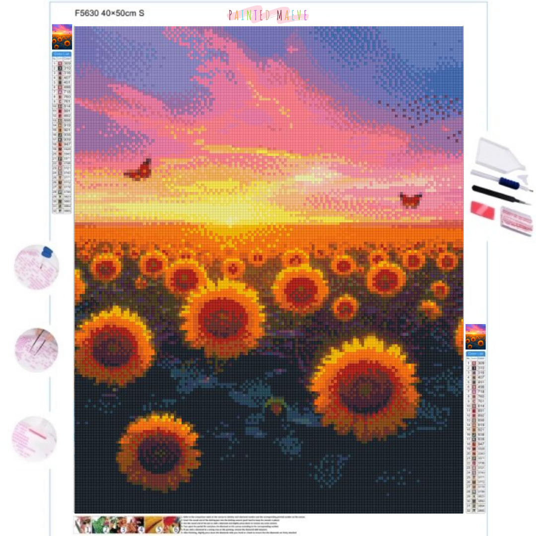 Sunrise Sunflower Meadow: Diamond Painting Collection