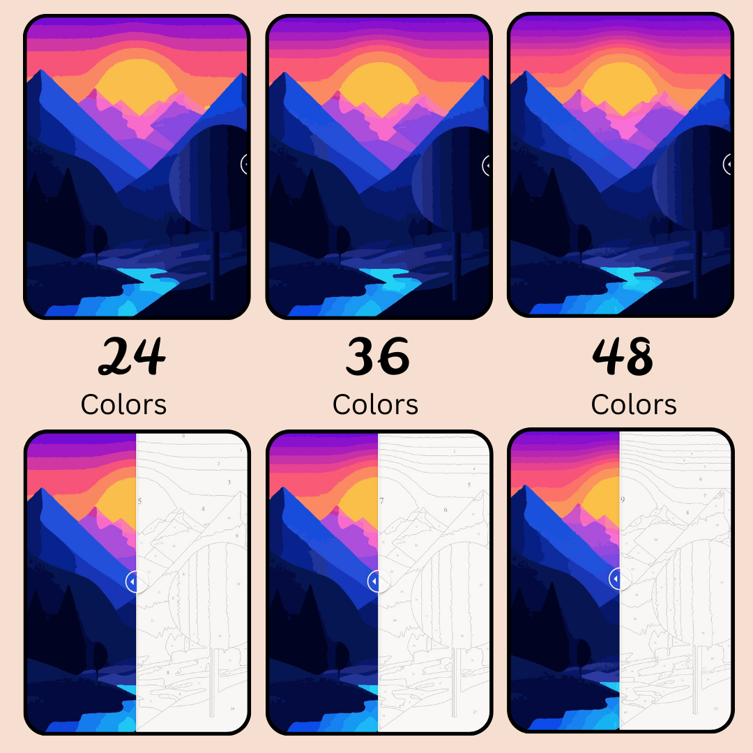 Mountain Dusk: Paint-by-Number Collection (24/36/48 colors | No Frame)