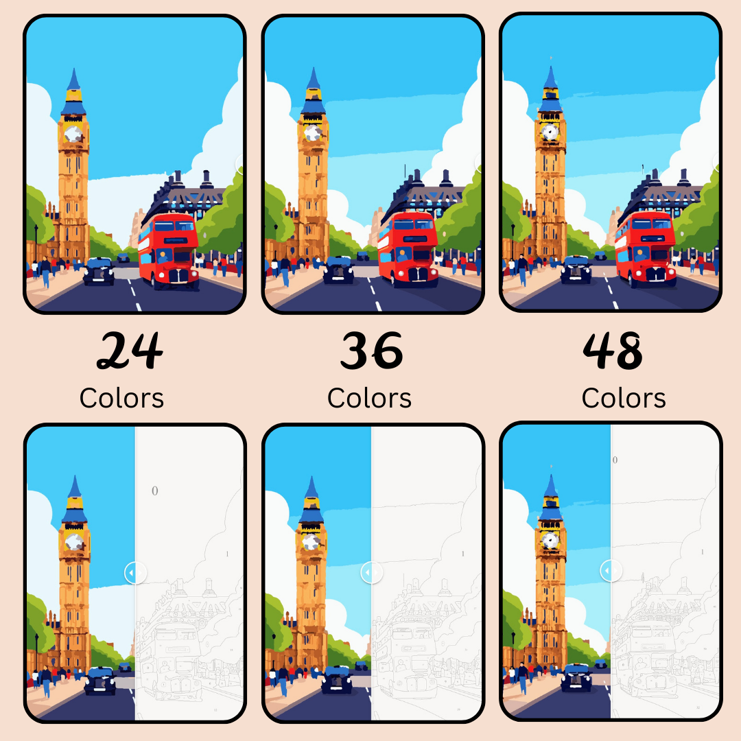 London's Heartbeat: Paint-by-Number Collection (24/36/48 colors | No Frame)