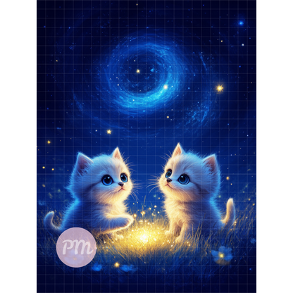 Starlit Kittens: Paint-by-Number Collection (24/36/48 colors | No Frame)